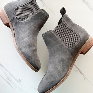 Toms Charcoal Grey Leather Ankle Booties